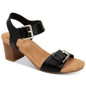 Giani Bernini Block Heel Open Strap Sandals Black Tan Size 10